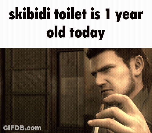 Man Smoking Cigarette Skibidi Toilet Is 1 Year Old Today GIF