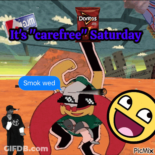 Man Smoking Cigarette With Doritos In Background GIF