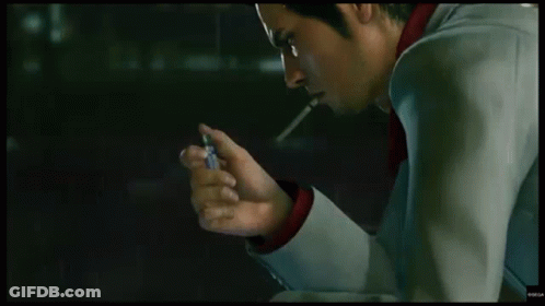 Man Smoking Cigarette With Lighter GIF