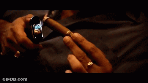 Man Smoking Cigarette With Lighter GIF