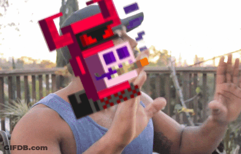 Man Smoking Cigarette With Pixelated Robot Face GIF