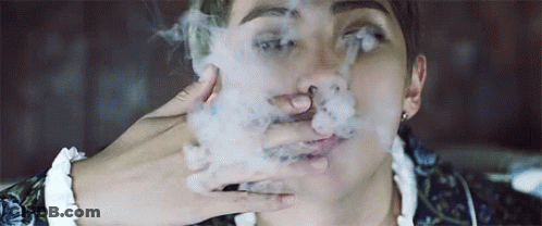 Man Smoking Cigarette With Smoke GIF