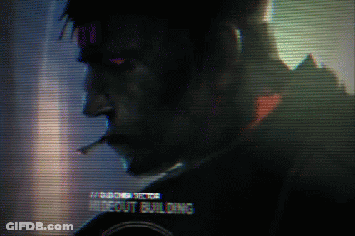 Man Smoking Cigarette Without Building GIF