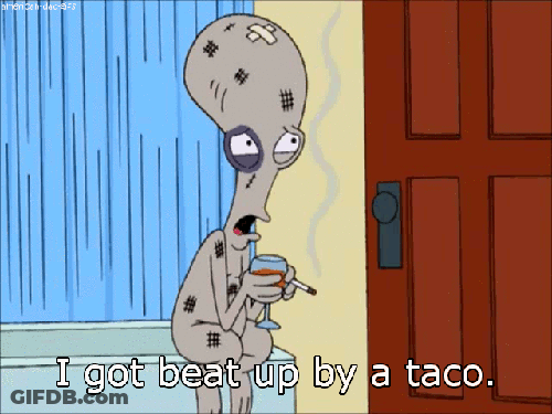 Man Smoking Drinking Wine I Got Beat Up By A Taco GIF