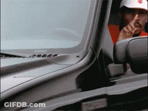 Man Smoking In Car With White Hat Letter R GIF