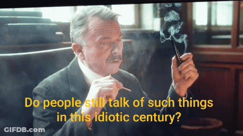 Man Smoking Pipe Saying Do People Still Talk Of Such Things GIF