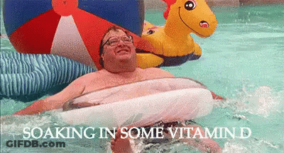 Man Soaking In Vitamin D Floating In Pool GIF
