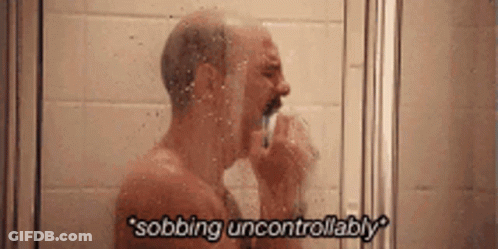 Man Sobbing Uncontrollably In Shower GIF