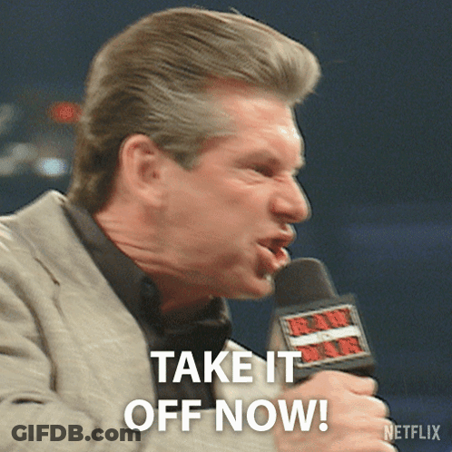 Man Speaking Into Mic Saying Take It Off Now GIF