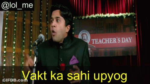 Man Speaking Into Microphone At Teacher Day Sign GIF