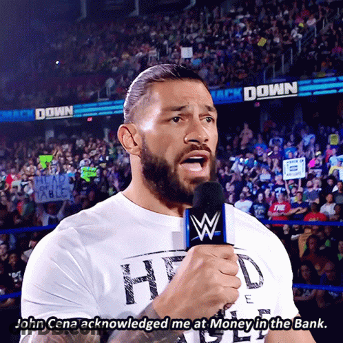 Man Speaking Into Microphone John Cena Acknowledged Me At Money In The Bank GIF
