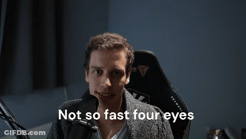 Man Speaking Into Microphone Not So Fast Four Eyes GIF
