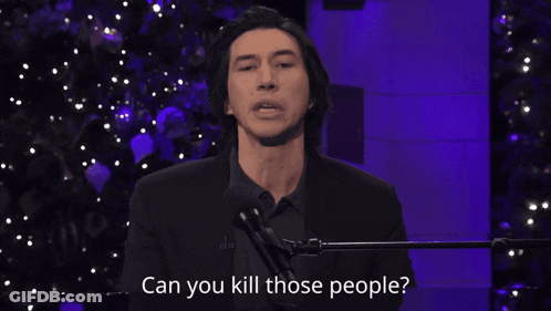 Man Speaking Into Microphone Saying Can You Kill Those People GIF