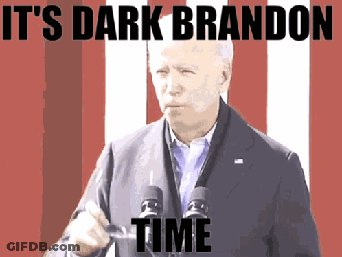 Man Speaking Into Microphone Saying It's Dark Brandon Time GIF