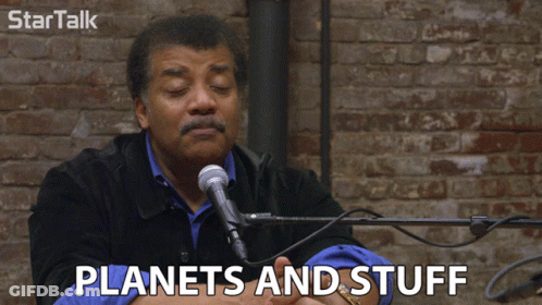 Man Speaking Into Microphone Saying Planets And Stuff GIF