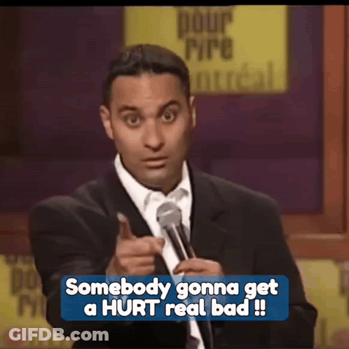 Man Speaking Into Microphone Saying Somebody Gonna Get A Hurt Real Bad GIF