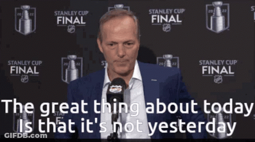 Man Speaking Into Microphone Saying The Great Thing About Today Is That It's Not Yesterday GIF