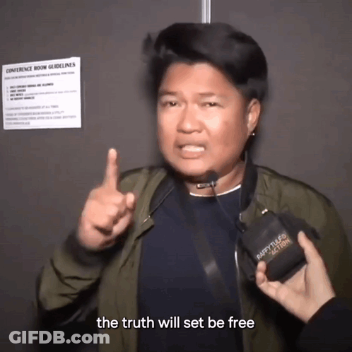 Man Speaking Into Microphone Saying The Truth Will Set Be Free GIF