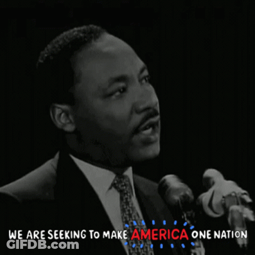 Man Speaking Into Microphone With Invisible We All Liberty And Justice For All GIF