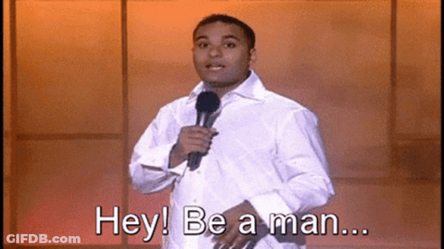 Man Speaking On Mic Hey Be A Man GIF