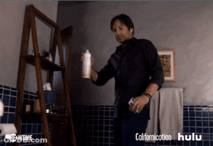 Man Spray Smelly Toilet Air Freshener GIF