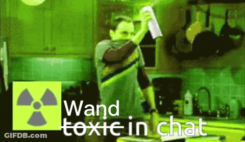 Man Spraying In Kitchen With Wand Toxic In Chat GIF