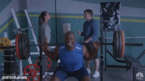 Man Squatting Barbell In Gym Brooklyn 99 GIF