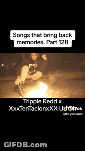 Man Squatting By Fire Saying Songs That Bring Back Memories GIF