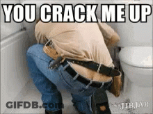 Man Squatting In Front Of Toilet You Crack Me Up GIF