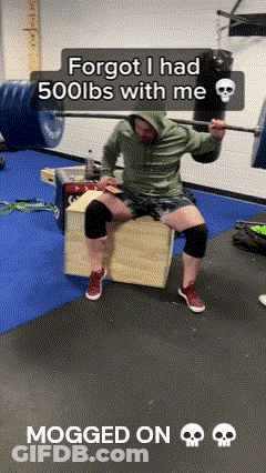Man Squatting With Barbell Forgot I Had 500Lbs GIF