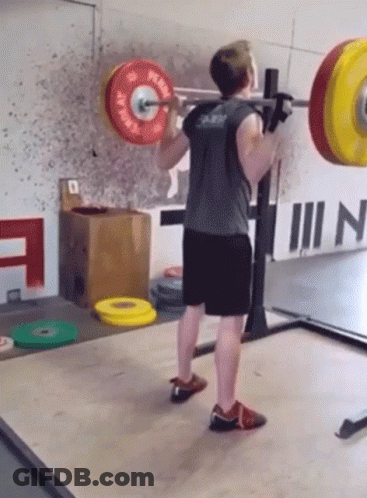 Man Squatting With Barbell Sign III N GIF