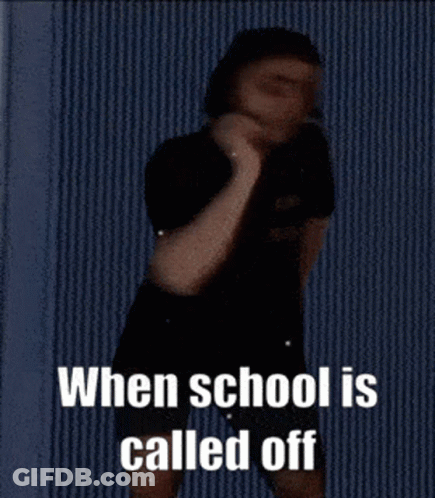 Man Squatting With When School Is Called Off GIF