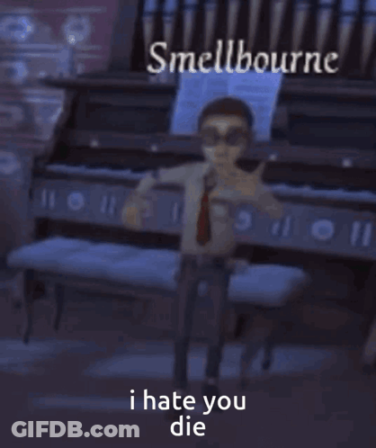 Man Standing At Piano With Smellbourne GIF