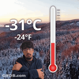 Man Standing At Thermometer -31°C GIF