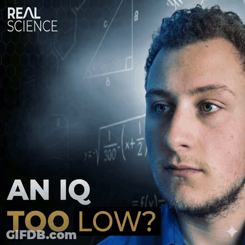 Man Standing Before Blackboard With IQ Too Low GIF