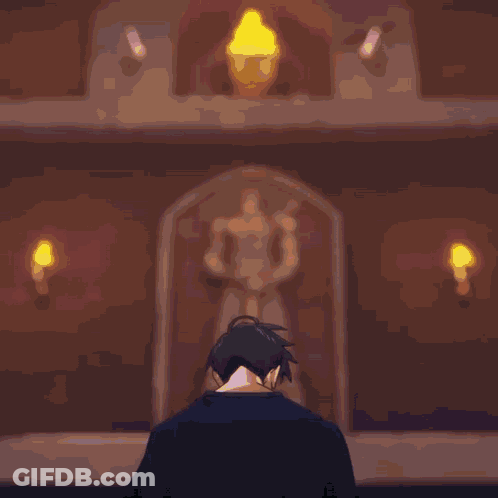 Man Standing Before Blue Sphere Arise GIF