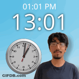 Man Standing Before Clock Saying 1301 GIF