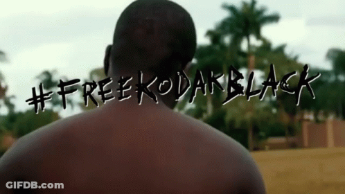 Man Standing Before #Free Kodakblack Sign GIF