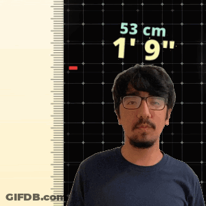 Man Standing Before Ruler Saying 53 Cm GIF