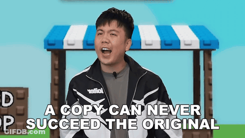 Man Standing Before Sign Copy Never Succeeds Original GIF