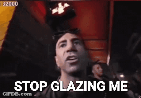 Man Standing Before Stop Glazing Me Sign GIF
