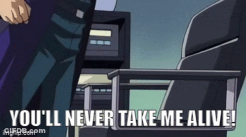 Man Standing By Chair You'll Never Take Me Alive GIF