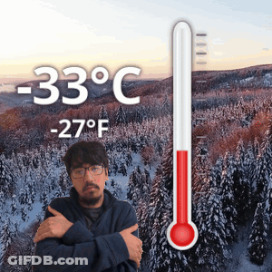 Man Standing By Thermometer Showing 33 Degrees Celsius GIF