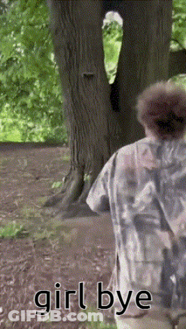 Man Standing By Tree Saying Girl Bye GIF