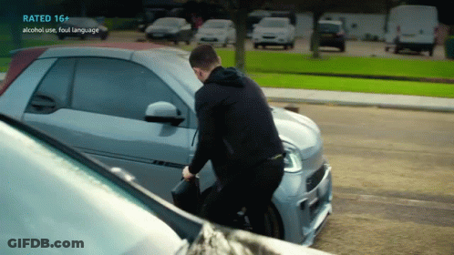 Man Standing Car Rated 16+ Alcohol Foul Language GIF
