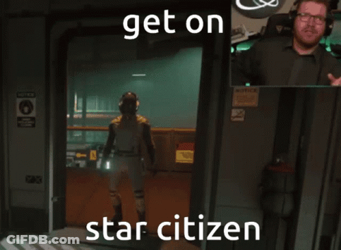 Man Standing In Doorway Saying Get On Star Citizen GIF