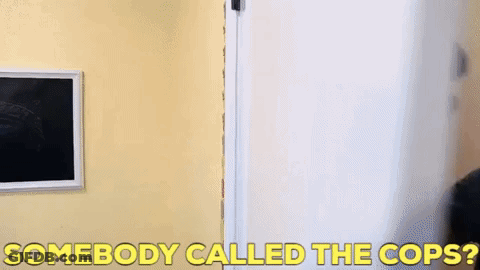 Man Standing In Doorway Saying Somebody Called The Cops GIF