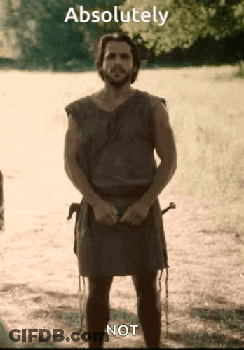 Man Standing In Field With Absolutely Not GIF
