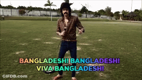 Man Standing In Field With Bangladeshi Words GIF