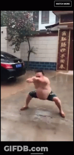Man Standing In Flooded Area With Watch More Sign GIF